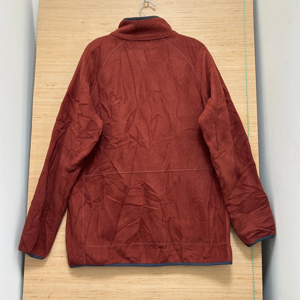 Burton Durable Goods Mens Large Full Zip Fleece Jacket Rust Red Mountain Patch - Picture 4 of 8